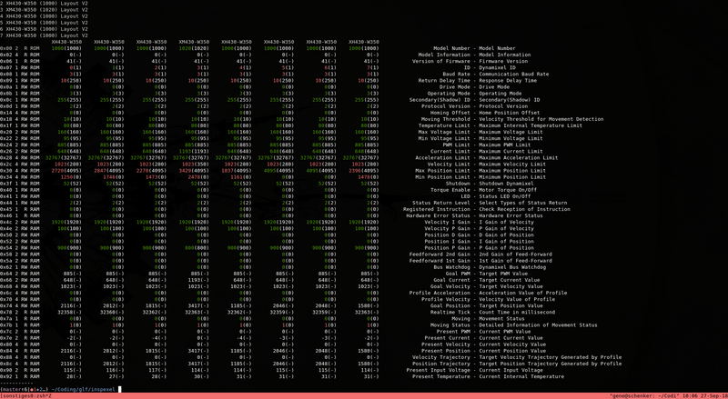 console output of inspexel