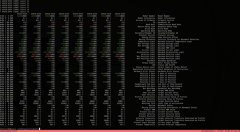 console output of inspexel