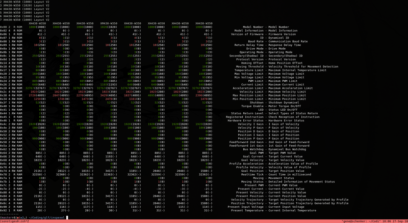 console output of inspexel